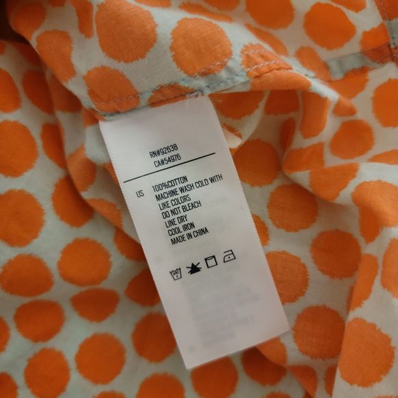 Fossil Womens Top Size Medium M Orange Green Polka Dot Band Coolar Twee - Picture 6 of 6